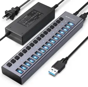 Powered USB 3.2 Hub 10Gbps, ACASIS 16 Ports USB 3.2 Hub, Aluminiumgehäuse, USB H