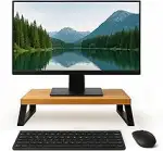 Monitorständer Eiche massiv – Ergonomische Bildschirmerhöhung Holz als Schreibtischaufsatz für Bi...