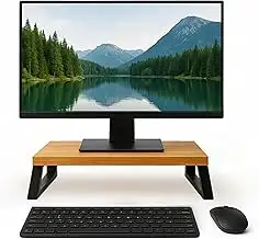 Monitorständer Eiche massiv – Ergonomische Bildschirmerhöhung Holz als Schreibti