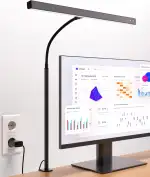 Schreibtischlampe LED Dimmbar, Schreibtischlampe Klemmbar mit 45° Streuwinkel, Augenschutz Schwan...