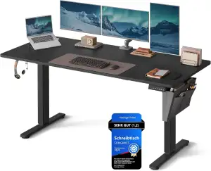 SONGMICS Höhenverstellbarer Schreibtisch elektrisch, 160 x 70 cm, stufenlos vers