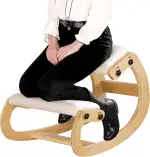 Ergonomischer Kniestuhl für Sitzkorrektur – Kniehocker Sitzhocker für Zuhause Meditation - Holz & Leinen Kissen – Rückenschmerzen Nackenschmerzen Lindern & Körperhaltung Verbessern (Weiße Eiche)