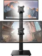 HUANUO Monitor Halterung 2 Monitore übereinander, Höhenverstellbarer Dual-Arm Ständer für 17-34 Zoll Flach & Curved, bis zu 20 kg pro Arm, VESA 50/75/100 mm (Schwarz) Gaming