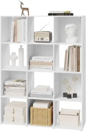 eSituro Bücherregal mit 12 Fächern, freistehendes Würfelregal, Raumteiler Regal 