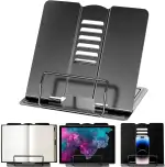 Buchständer Metall, Verstellbarer Buchhalter Leseständer, Faltbarer Bücherständer für Rezept, Lehrbuch, Dokument, 6 Verstellbare Positionen, Schwarz, für Schule, Küche und Büro