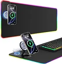 RGB Gaming Mauspad 15W Qi Mousepad LED 800x350x4mm 10 Beleuchtungsmodi mit 10W S