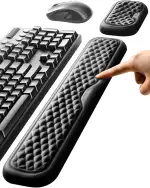 Vaydeer Handballenauflage für Tastatur und Maus, Wrist Rest, Ergonomisches Memory-Foam-Handgelenkstützen-Set für Büro und Spiele - Schwarz.