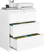 Hängeregisterschrank Doppelbahnig Abschließbar, Hängemappenschrank Aktenschrank mit 3 Schubladen Metallschrank Stahlschrank Ordnerschrank Büroschrank Breit Schubladenschrank für A4, Legal