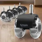 Sytopia Bürostuhl Rollen 11mm x 22 mm, 5er Set Rollen für Bürostühle, Super Leise und Weiche für Hartböden, Parkett, Teppich, Laminat, Keine Bodenschutzmatte Nötig (Grau, Nicht für 1KEA 10mm Stift)