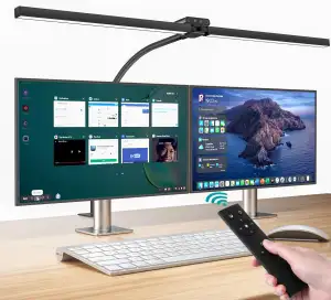 vatato Doppelkopf Schreibtischlampe LED, Dimmbar 24W 80CM Schreibtischlampe für Homeoffice, klemm...