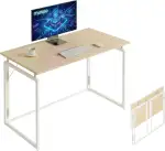 MUSSO F5 Schreibtisch klappbar 80x40 cm, Kleiner Computertisch ohne Montage, Bürotisch & Basteltisch, Laptoptisch für Home Office & Studenten, Klapptisch schmal, Walking Pad geeignet, Beige