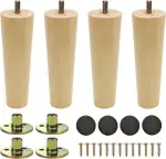 Konische Holz Tischbeine 12 cm (4 Stück) – Massivholz Möbelfüße mit Montageplatte & Filzgleitern für Sofa, Tisch, Schrank, Bett