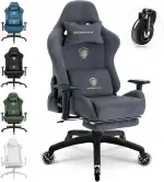Dowinx Gaming Stuhl, Atmungsaktiver und Ergonomischer Bürostuhl aus Mikrofaser-Velours, Weiches Sitzgefühl wie Pelz, Verstellbarer Schreibtischstuhl mit Fußstütze, Hellgrau