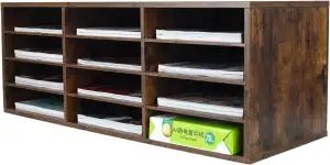 PAG 12 Fächer Verstellbarer Dokumentenablage aus Holz,Holz-Literatur-Stehsammler