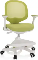 hjh OFFICE 736414 Kinder Schreibtischstuhl Kid Ergo Stoff/Netz Kinderstuhl mit Fußablage, Armlehnen klappbar, Grün/Weiß
