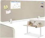tectake® Schreibtisch Trennwand, Akustik Polster, Tischtrennwand, Sichtschutz Schreibtisch, Schallschutz Büro, Schule oder Home Office, Pinnwand, einfache Montage ohne Bohren, 160 x 40 cm - beige