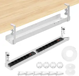 Mimoke Kabelkanal Schreibtisch - 800 bis 1200 mm ausziehbare Kabelwanne Kabelman