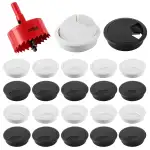40 Stück Kabeldurchführung Schreibtisch mit Lochsäge 60mm, Schwarz Kabeldurchlass Kabelauslassdose Weiß Kabeldurchführung Rund, Schreibtisch Kabellochabdeckungen für Tisch Büro Arbeitsplatten