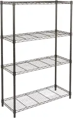 Amazon Basics Aufbewahrungseinheit mit 4 Regalböden, höhenverstellbaren Einlegeböden und Nivellierfüßen, max. Gewicht 640 kg, Schwarz, 35.5 x 91.4 x 137.1 cm (T x B x H)