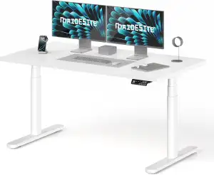 MAIDeSITe Höhenverstellbarer Schreibtisch, 140x70cm Ovaler Höhenverstellbar Steh