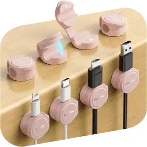 FLYLEAD 8 Stück Silikon Kabelhalter Magnetische Kabelclips Selbstklebende Kabelm