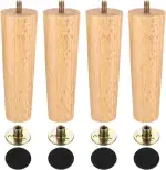4 Stück 15cm Möbelfüße Tischbeine Holz, Möbelbeine Massivholz, Konisch Ersatz Sofafüße Holzbeine, Tischfuß, Holz Schrankfüße für Sofa Stuhl Bett Stühle Schrankbeine Couch Füße Kommodenfüße