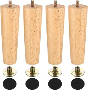 4 Stück 15cm Möbelfüße Tischbeine Holz, Möbelbeine Massivholz, Konisch Ersatz So