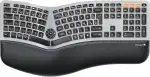 ProtoArc EK01 Plus Ergonomische Tastatur Kabellos Beleuchtet, Full Size Ergo Funktastatur mit Handballenauflage, Wireless Split Keyboard, Bluetooth und USB, Kompatibel mit Windows/Mac/Android