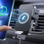 MOKPR 15W Handyhalterung Auto mit Ladefunktion, Kfz Ladegerät Induktive Ladestation Auto Handyhalter Lüftung, Automatische Klemmung Handyhalterung Auto Induktives Laden für iPhone Samsung LG usw