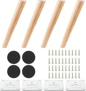 4 Stück Möbelfüße Holz Schräg 40cm Möbelbeine Holz Konisch Möbelfüße Rund Massiv