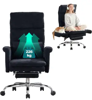 UEV Bürostuhl Ergonomisch mit Fußstütze bis 226kg,klappbare Armlehnen/Dicker Sit