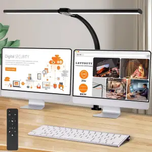 Doppelkopf Schreibtischlampe LED dimmbar,24W 80CM Homeoffice Tageslichtlampe Sch