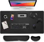 Gimars 3-in-1 XXL Gaming Mauspad mit Gelkissen, Ergonomisches Handballenauflage Tastatur, 800 x 305 mm Mousepad Tischunterlage, Gaming Zubehör Wrist Rest für PC, MacBook, Laptop, Schwarz