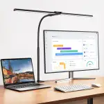 Schreibtischlampe LED Dimmbar, 1200 Lumen Doppelkopf Klemmbar für Homeoffice, Augenschutz Schwane...