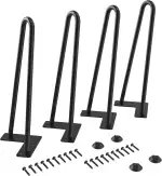 WINSOON 4er Set Haarnadel Tischbeine 30cm Metall Hairpin Legs DIY Tischbeine Möbelfüße Tischkufen aus Stahl mit Bodenschoner und Schrauben Verfügbar für Schreibtisch Esstisch, Couchtisch, Tisch