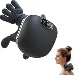 Shiatsu Elektrische Nackenmassagegerät mit Wärme - 4D Kabellos Schulter Massagegerät mit 3 Intensitätsstufen 2 Heizstufen - Bionische Hand Rückenmassage Geschenke für Frauen Männer (Schwarz)