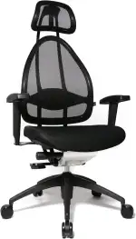 Topstar Open Art 2010 ergonomischer Bürostuhl, Schreibtischstuhl, inkl. höhenverstellbare Armlehnen, Rückenlehne und Kopfstütze, Stoff schwarz