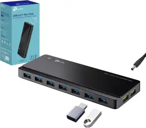 TP-Link UH720 7-Port USB 3.0 Hub mit netzteil, 2 × 2,4A Ladeports, 5 Gbit/s High