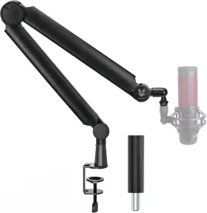 SENSIC SA-30 Mikrofonständer Tisch mit 360° drehbarem Schwenkarm, optionale Erhöhung und 3/8 bis 5/8 Adapter, Universelle Mikrofon Halterung, Profi Mikrofonarm inkl. Zubehör, Boom Arm Schwarz