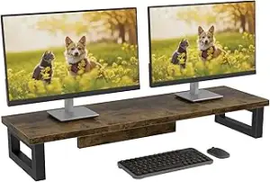 Bildschirmerhöhung 2 Monitore, 91x26cm Monitor Erhöhung Schreibtisch Monitorstän