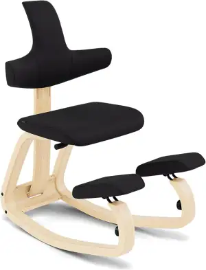 Varier Thatsit Natur/Schwarz Ergonomischer Kniestuhl Höhenverstellbar mit Rücken
