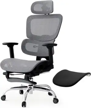 Ergonomischer Bürostuhl Voll-Mesh mit Abnehmbarem Kissen, Fußstütze, Höhenverste
