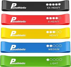 Panathletic Fitnessbänder, 5er Set – 5 Verschiedene Stärken, Übungsanleitung, eB
