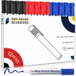 maxtek Whiteboard Marker 12 Whiteboard Stifte Rundspitze ca.2-3mm Linienbreite, Set mit 3 Farben ...
