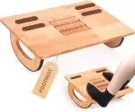 Holz Fußstütze für Unter den Schreibtisch, Holz Schreibtisch Fußablage fürs Home Office mit 11,5 cm Komfort-Höhe, Gebogene Beine, DIY Anti-Rutsch-Streifen, Massagerolle Wood