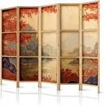 Paravent Raumteiler aus Holz 225x172 cm, 5-teilig, einseitig, im orientalischen Stil