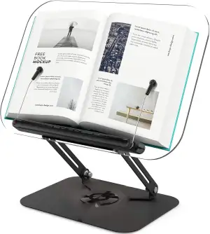Buchständer aus Acryl zum Lesen, verstellbarer Buchhalter mit 360° drehbarer Bas