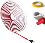 7MM x1.5M Halbkreisförmiger Selbstklebender Kabelkanal Weiß Kabelschlauch Kabelverlegung 1er Kabelschutz Mit 10mm x 15m Stoffklebeband Ideal für Büro Haushalt Elektroinstallation