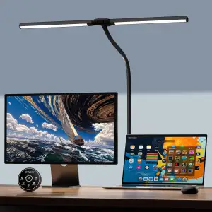 EYOCEAN Schreibtischlampe, Doppelkopf Schreibtischlampe Klemmbar, 16W 72cm Tages