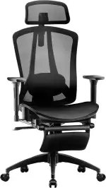 Bürostuhl Ergonomisch Schreibtischstuhl mit 2-Achse Verstellbare Lordosenstütze, Chefsessel aus Kohlenstoff Netzgewebe Computerstuhl Rückenlehne Hoch Wasserfallsitz 150kg Belastbarkeit.